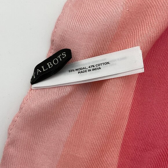 Talbots Multicolored Ombre Striped Oblong Soft Cotton Scarf 27in x 72in - Picture 4 of 5